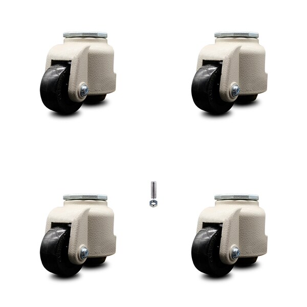 Nylon Swivel TS Caster w/2.83" Black Wheel and M16 x 2.0mm x 24mm Stems, 4PK